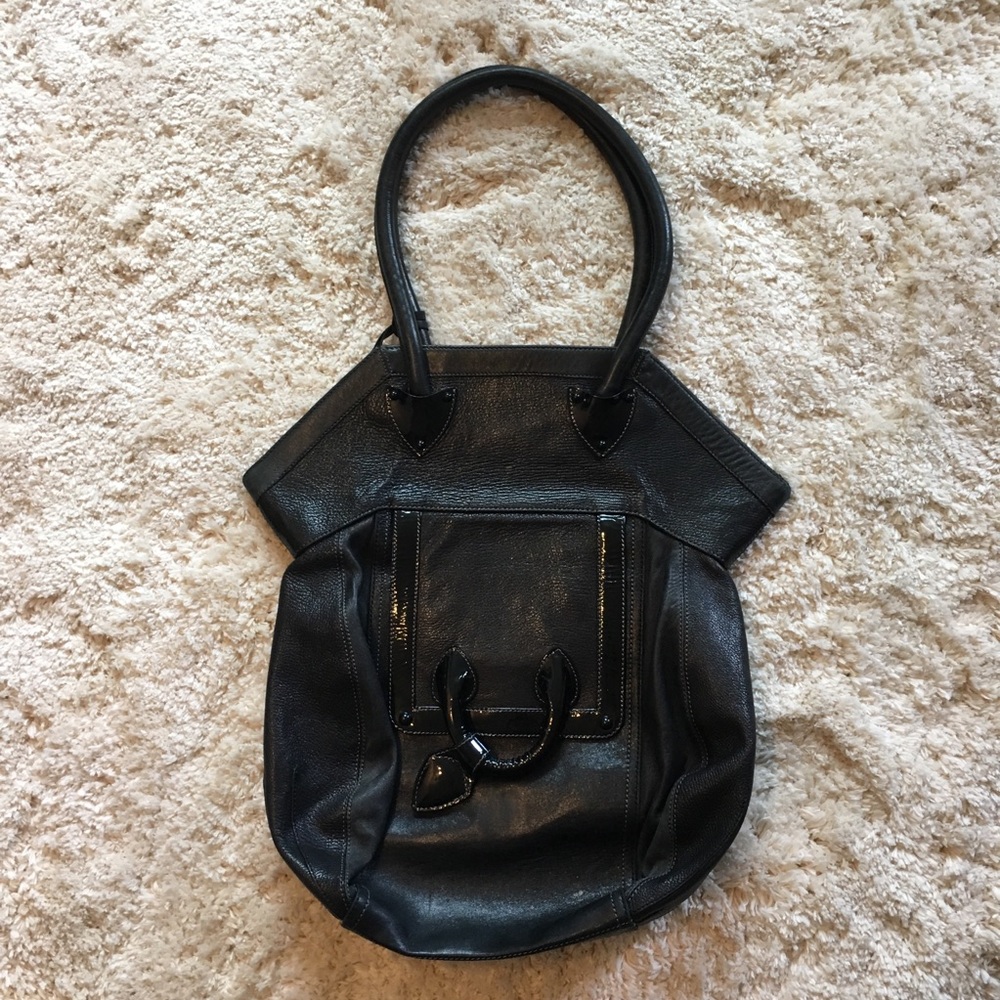 Zac Posen large black leather bag